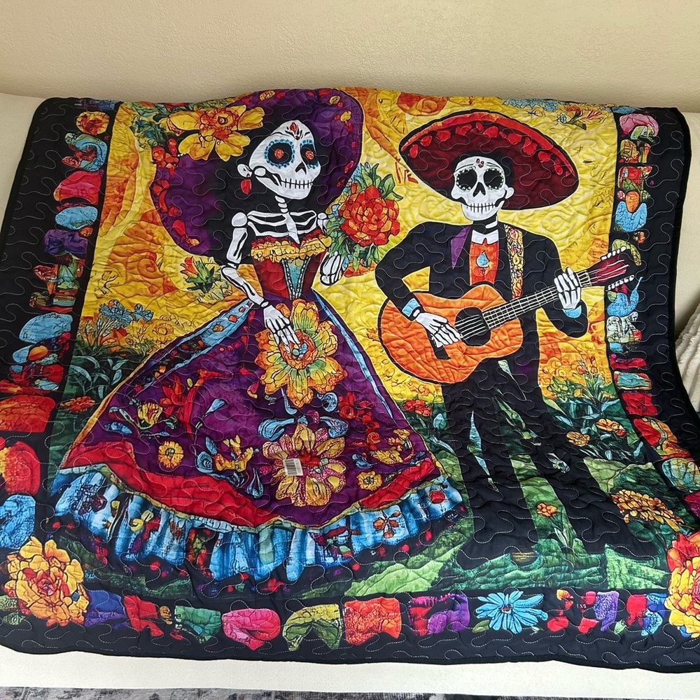 Colorful Day of the Dead Quilt and decor